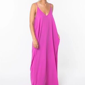 lovestitch Fuchsia Pink Maxi Dress with Spaghetti Straps